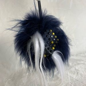 Fendi navy cube fur keychain